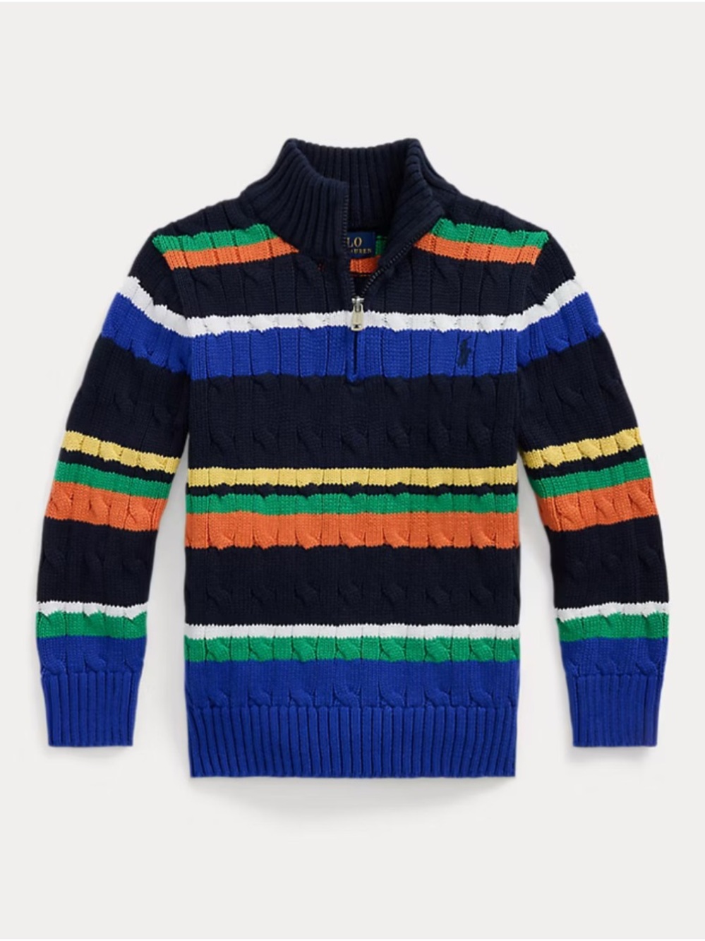 Polo Ralph Lauren Striped Cotton Quarter-Zip Sweater size 6 BOYS